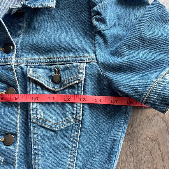 Retrofête Tori Denim Jumpsuit Size S Made in Italy One Piece Puff Sleeve NWOT - Picture 9 of 11